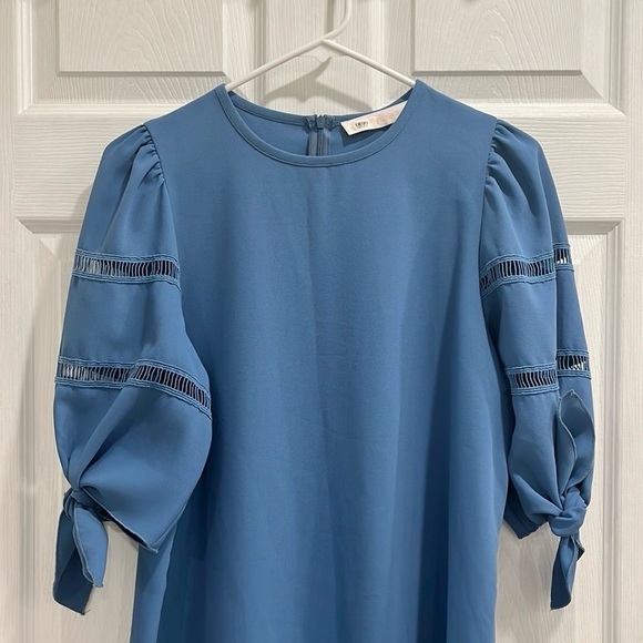 See by Chloe Riverside Blue Tie Sleeve Shift Dress - Picture 5 of 16